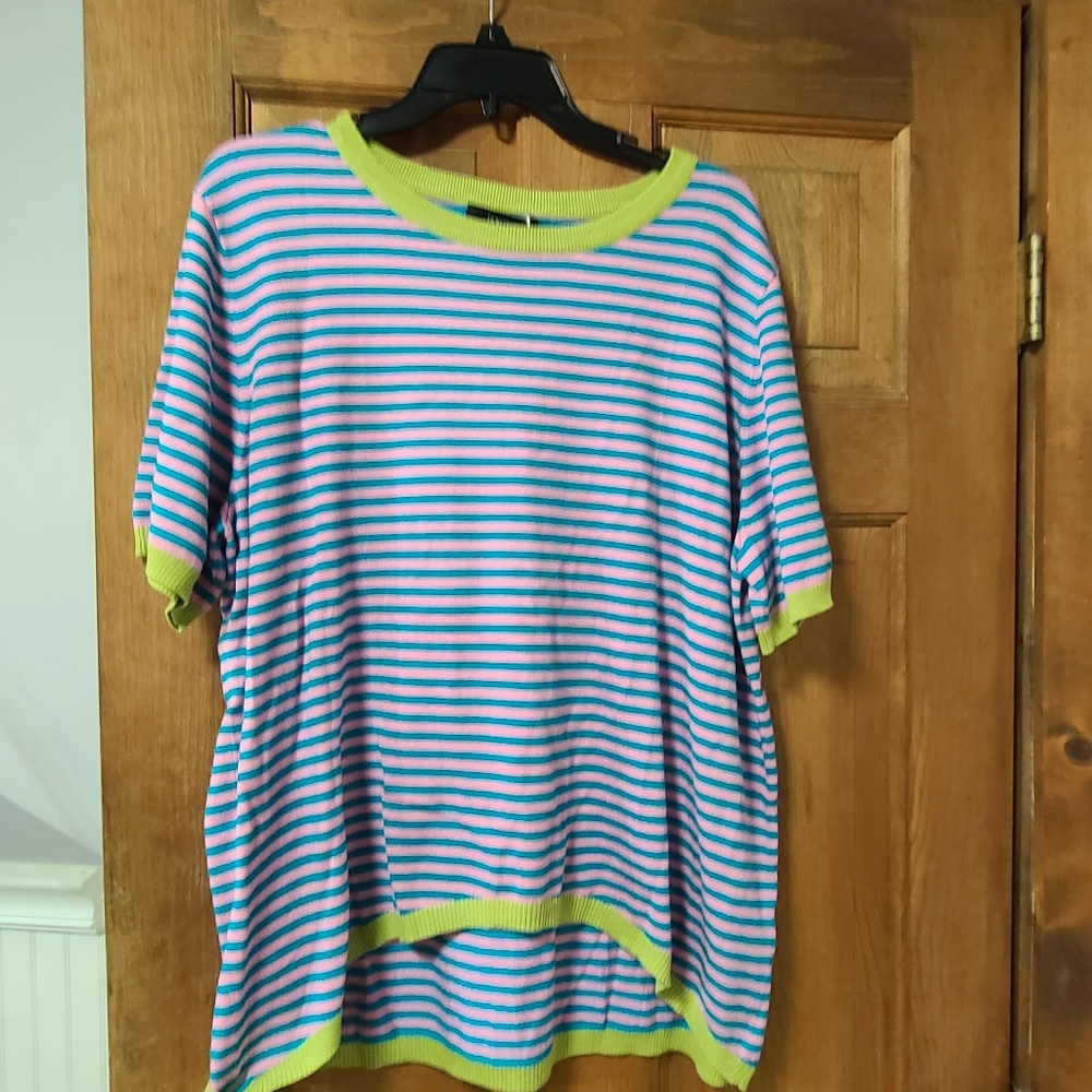 Blue and Pink Striped Sweater with Relaxed Fit